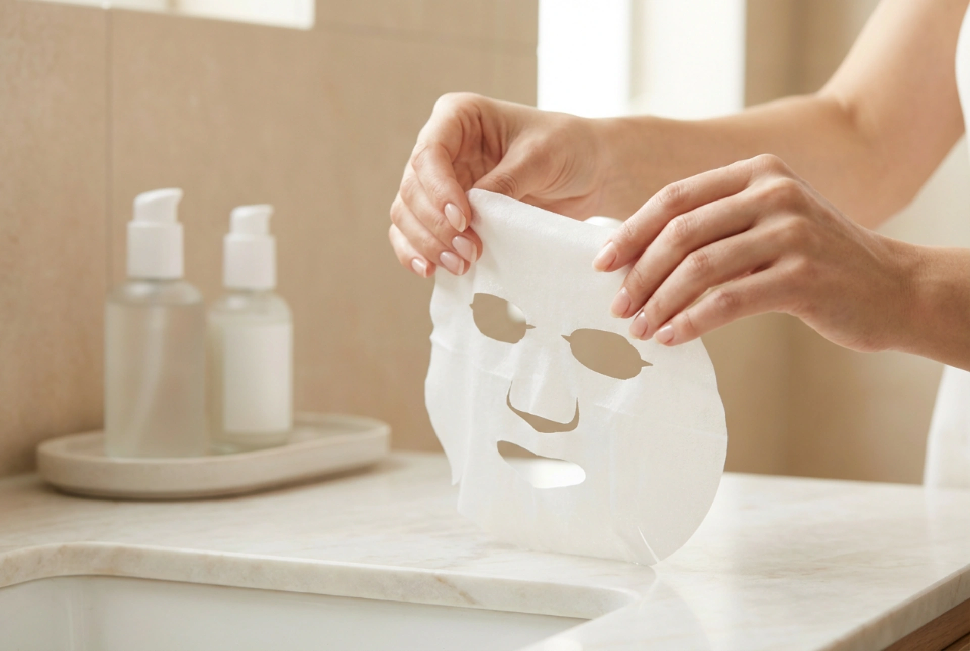 Sheet mask til ansigtet: forberedelse af huden, påføring og fjernelse