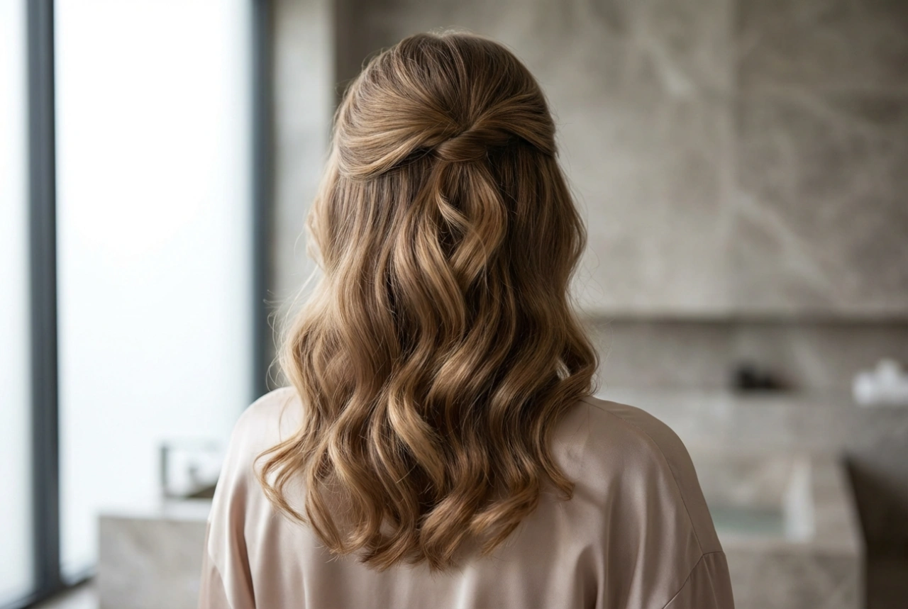 Skulderlangt hår og damefrisurer: bølger, halvt opsat hår, volumen