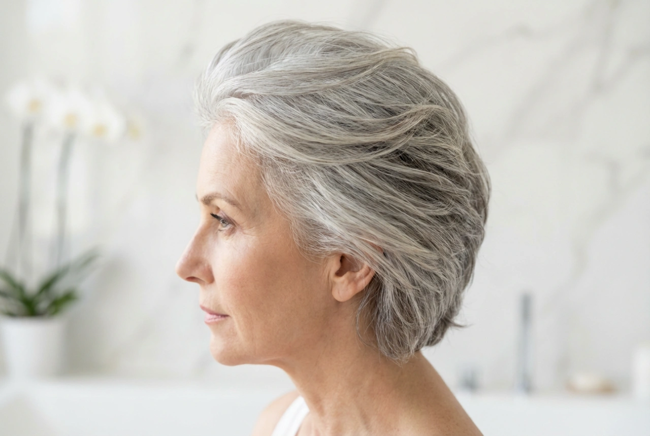 Stilfuld enkelhed: en frisure til gråt hår med glans og tekstur