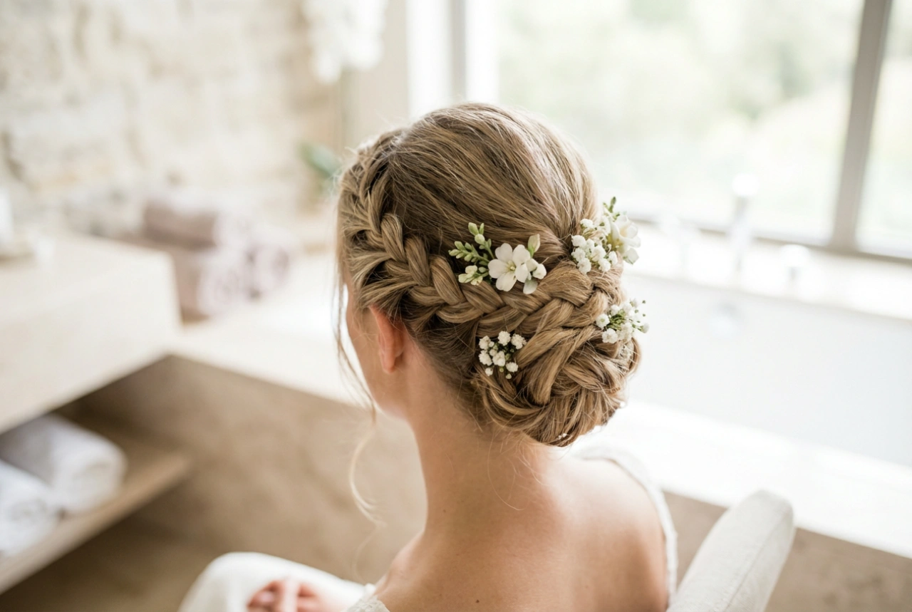 Brudefrisure med blomsterkrans: Sådan fikserer du fletninger og fastgør blomster
