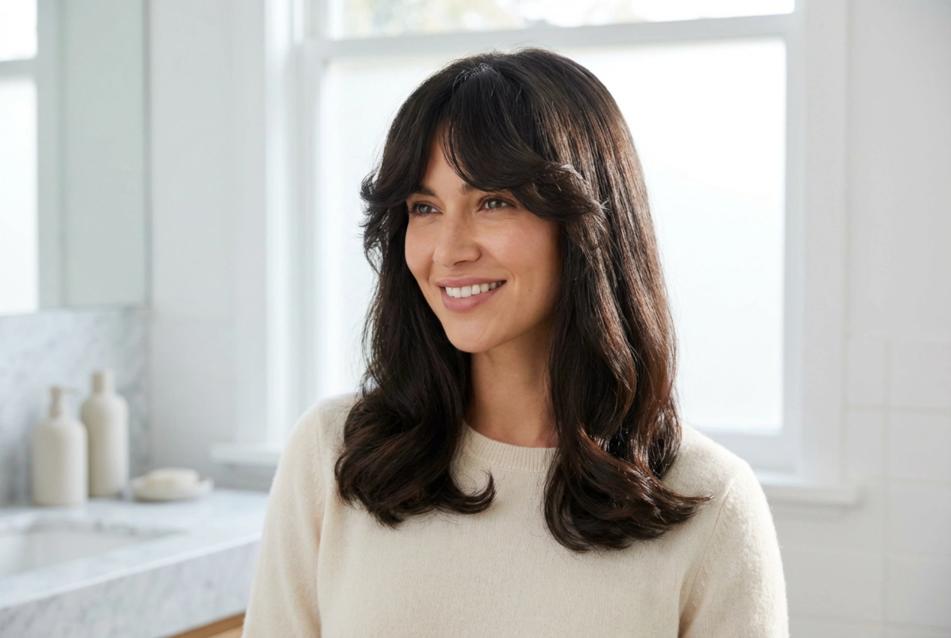 Sådan tæmmer du frisuren med pandehår: styling og volumen