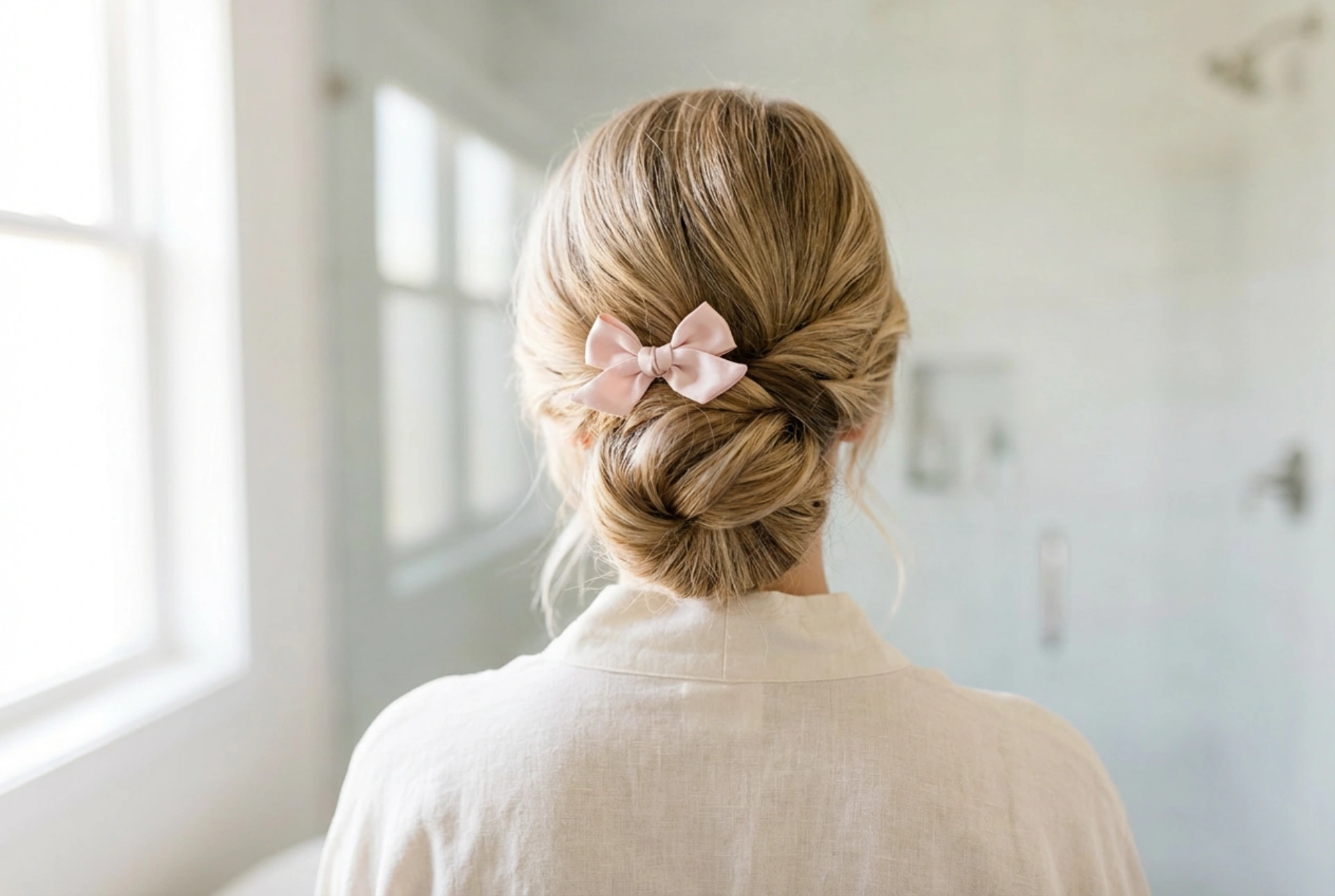 Romantisk frisure: Frisure med sløjfe og sikker fastgørelse