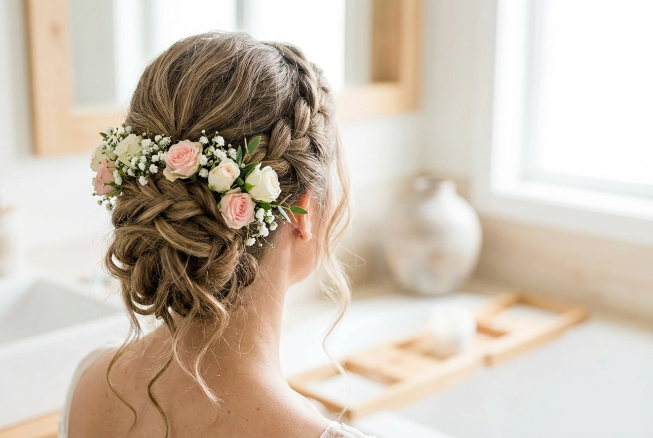 Blomsterkransen i hovedrollen: brudefrisurer med krans og holdbarhed