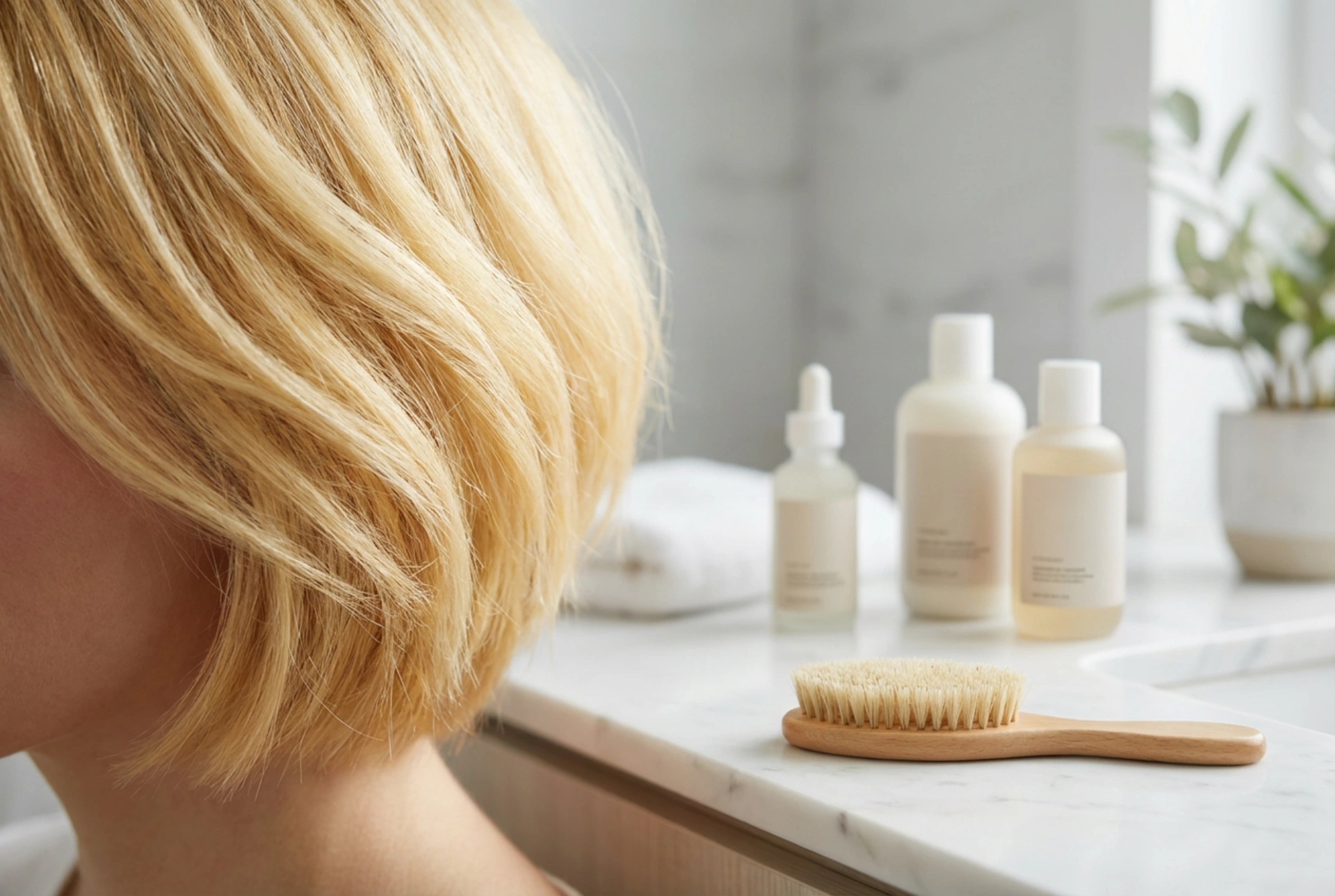 Kort blondt hår til kvinder: Farvepleje og hurtig styling