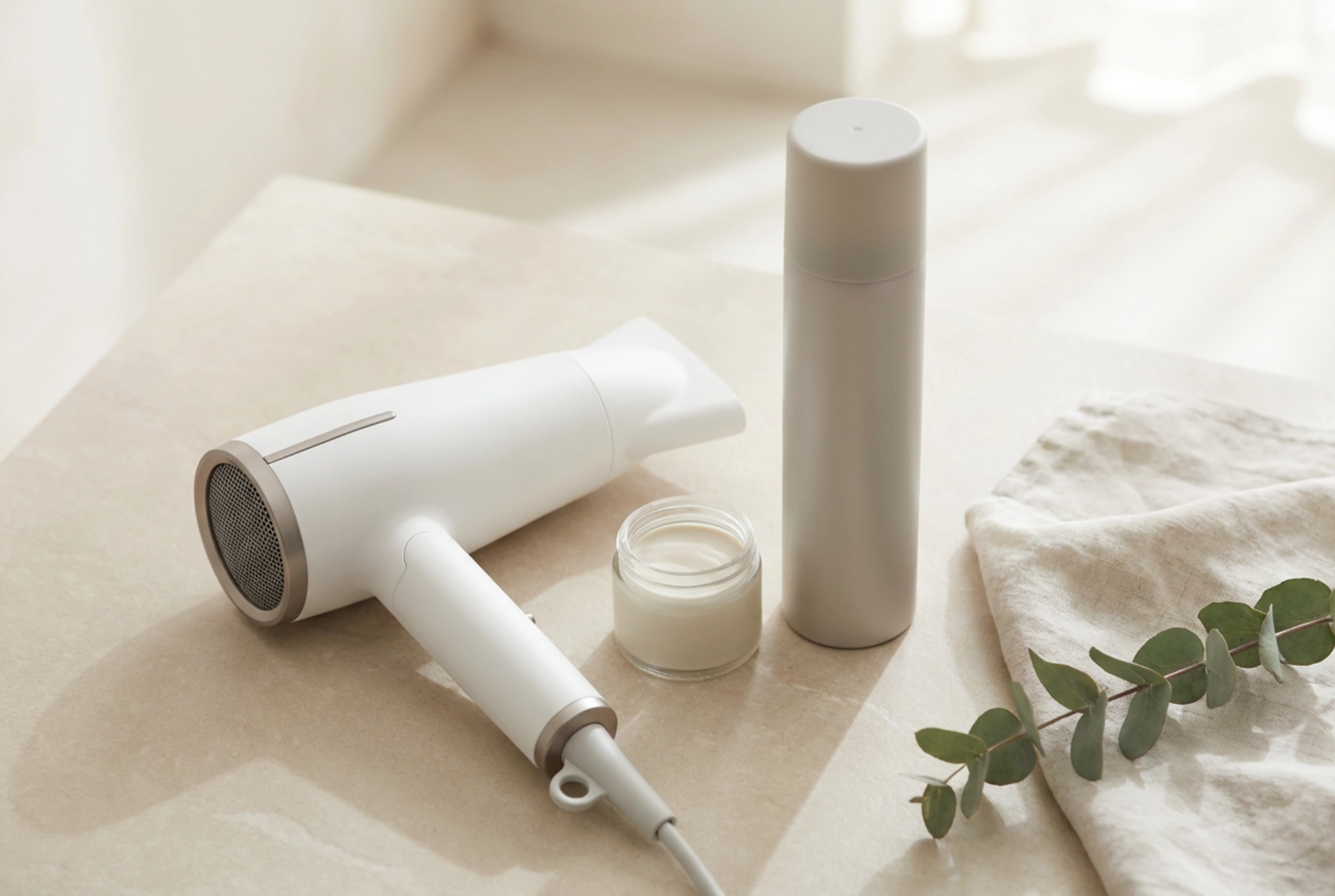 Kort kvindefrisure uden strittende hår: føntørring, pastaer, lakker