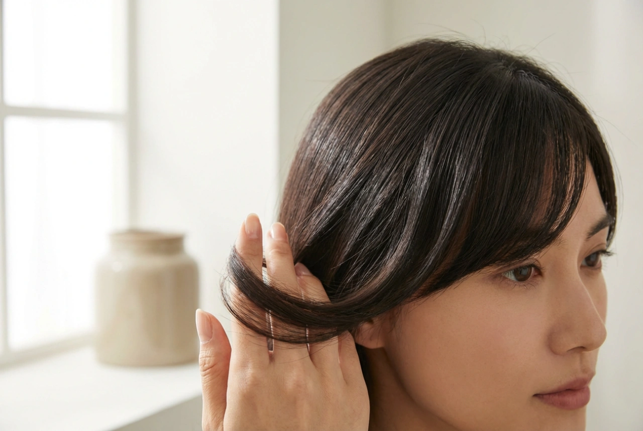 Frisure med sidepandehår: Føntørring med rundbørste og styling