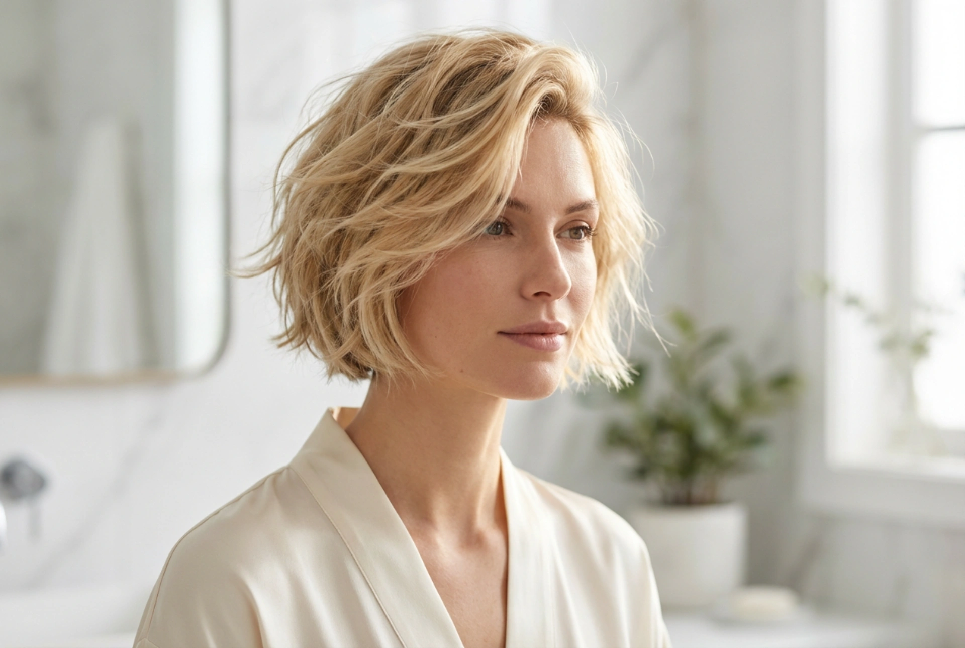 Frisure: Kort hår stylet moderne, volumen og tekstur