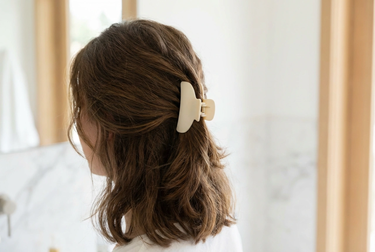 Frisurer med hårklemme til mellemlangt hår: styling og volumen