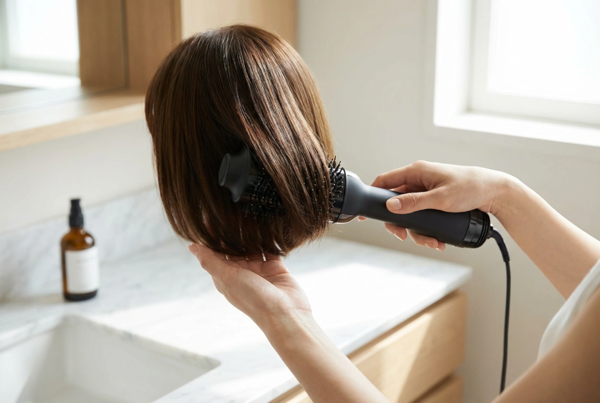 Hårtørrerbørste til kort hår: styling trin for trin