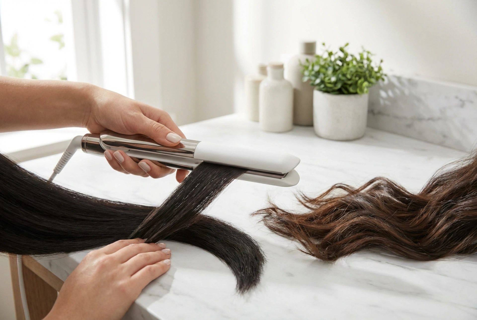 Glattejern og krøllejern 2-i-1: en styling, to effekter trin for trin