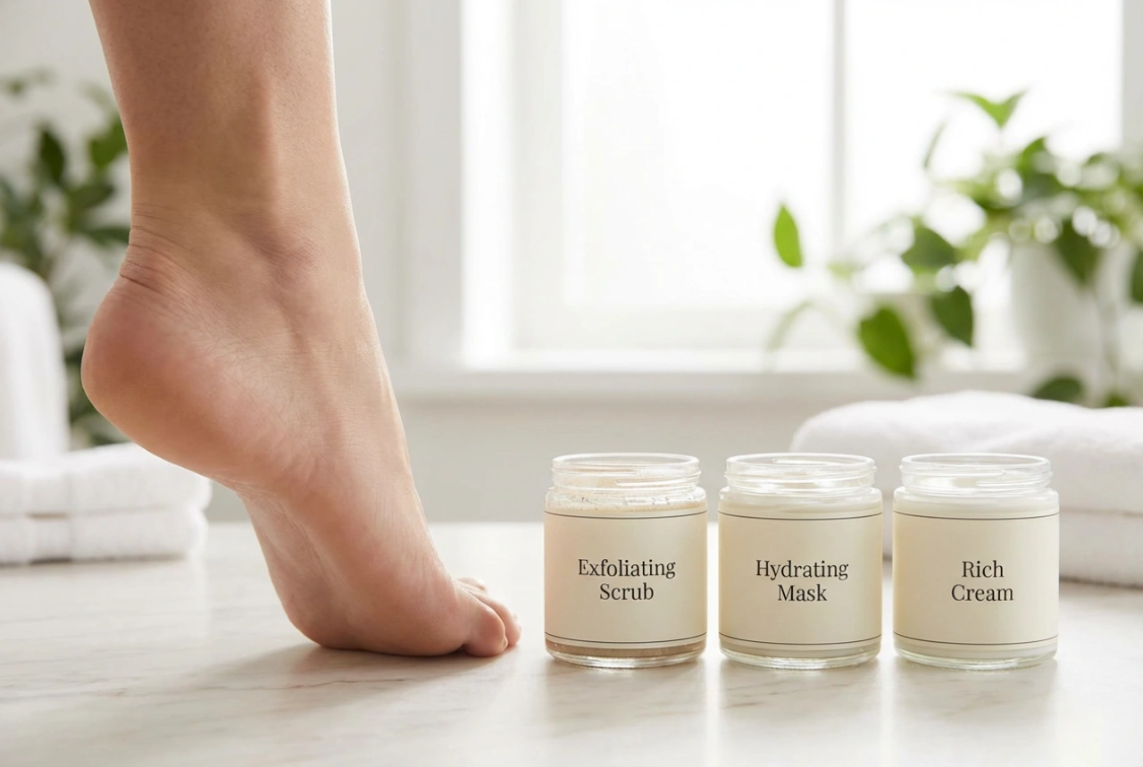 Metode mod tørre hæle: peeling, maske og creme med carbamid