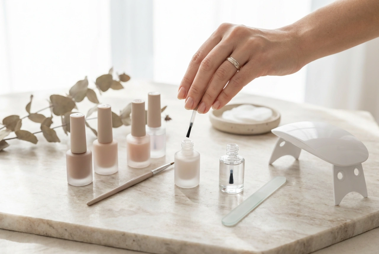 Gele neglelak uden striber: forberedelse af neglen, påføring og top coat
