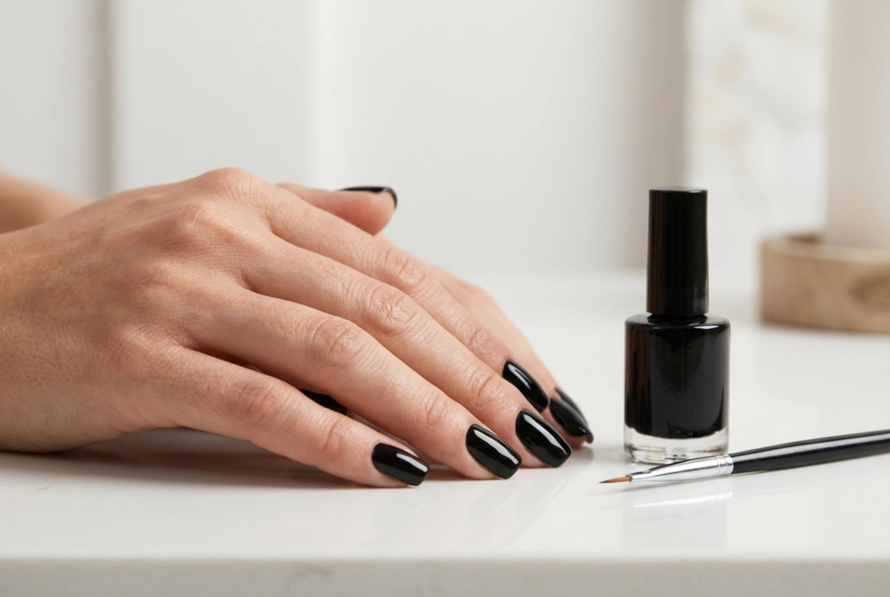 Sorte hybridnegle: uden at oversvømme neglebånd, forberedelse og påføring