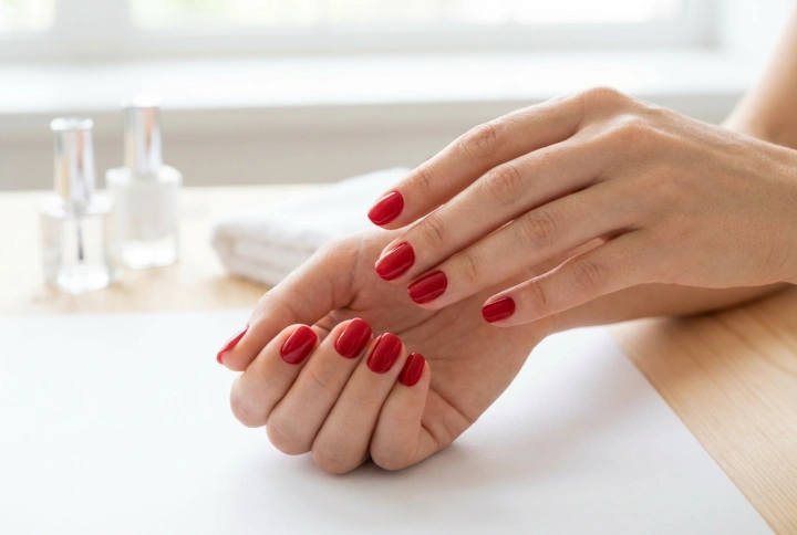 Røde gellak negle: En klassisk finish trin for trin