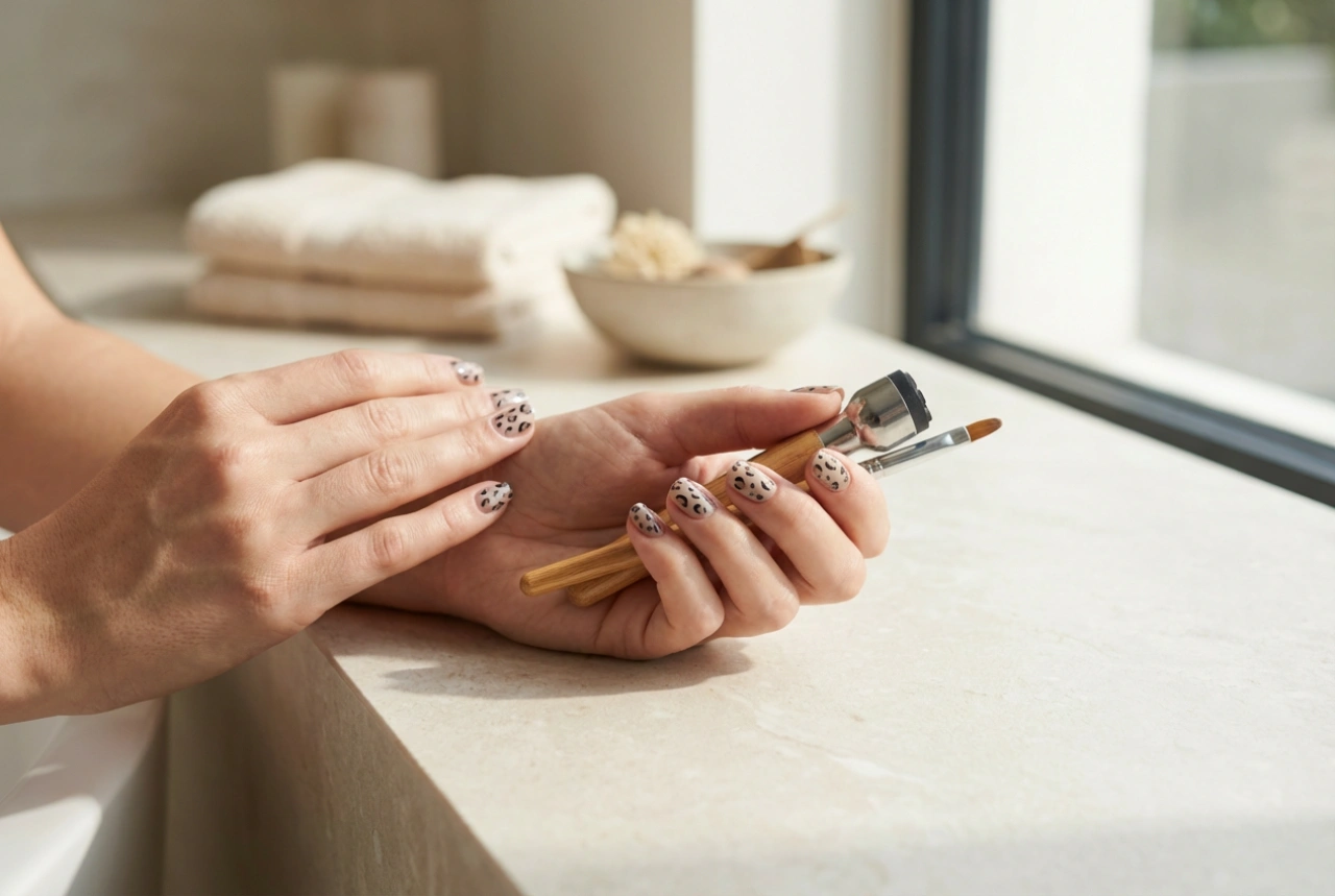 Leopard negle: Nemt dyreprint trin for trin med pensel og stempel
