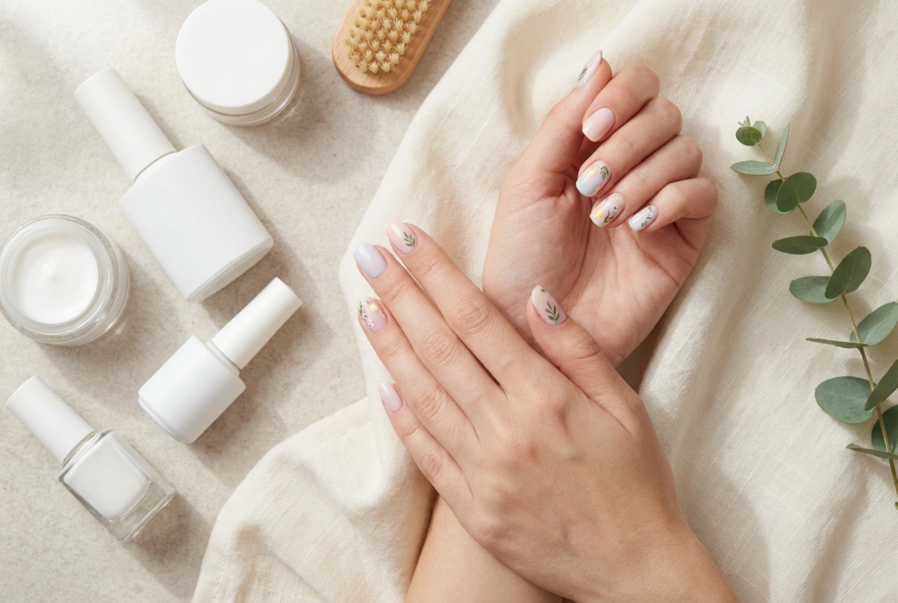 Forårsmanicure med gellak: Pastelfarver, fine detaljer og neglepleje