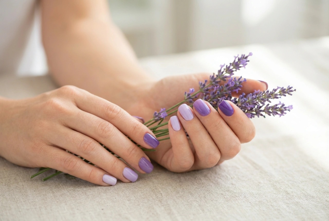 Lavendel hybridnegle: valg af nuance, finish og blomsteraccenter