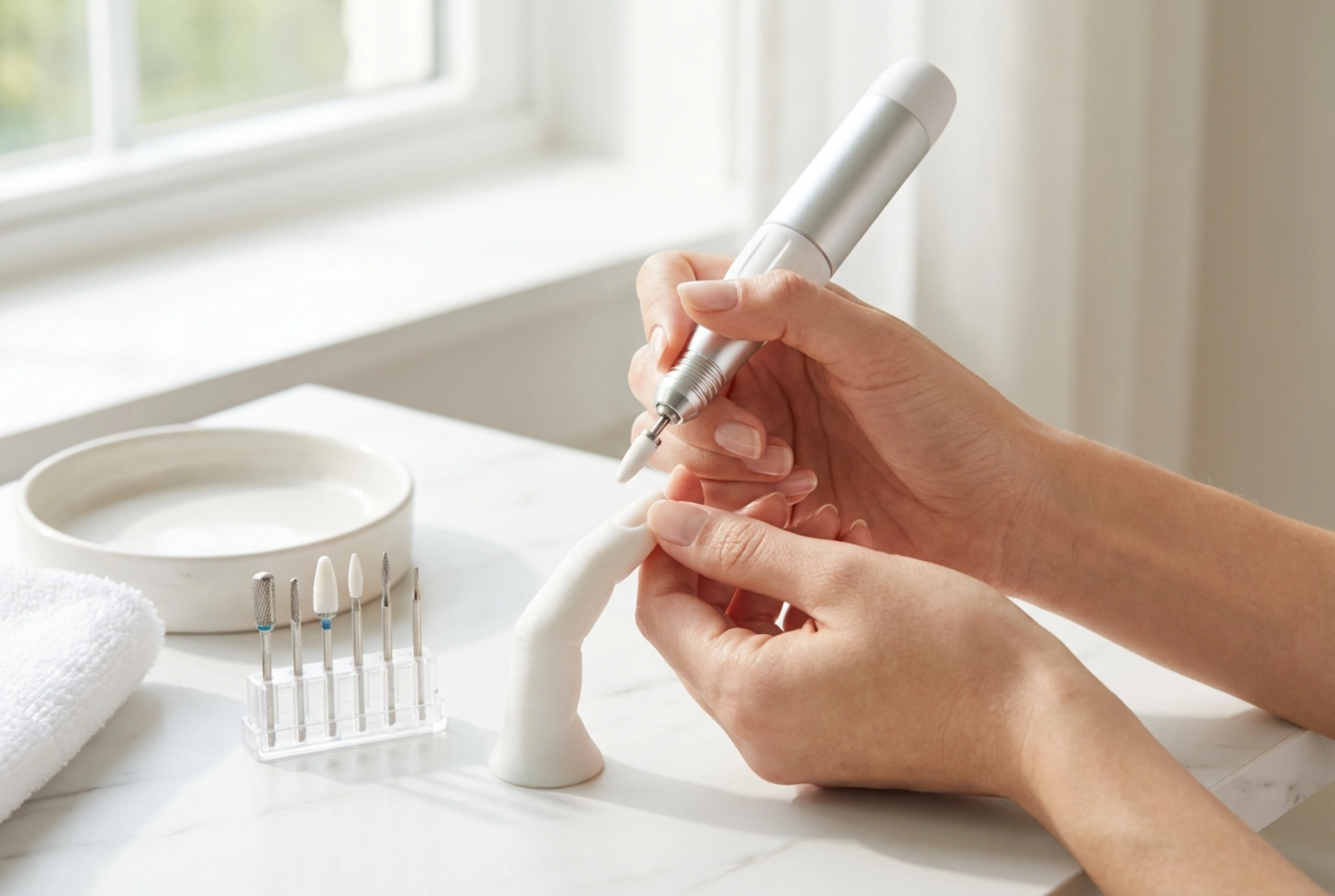 Startsæt: neglefræser med bits og de første øvelser