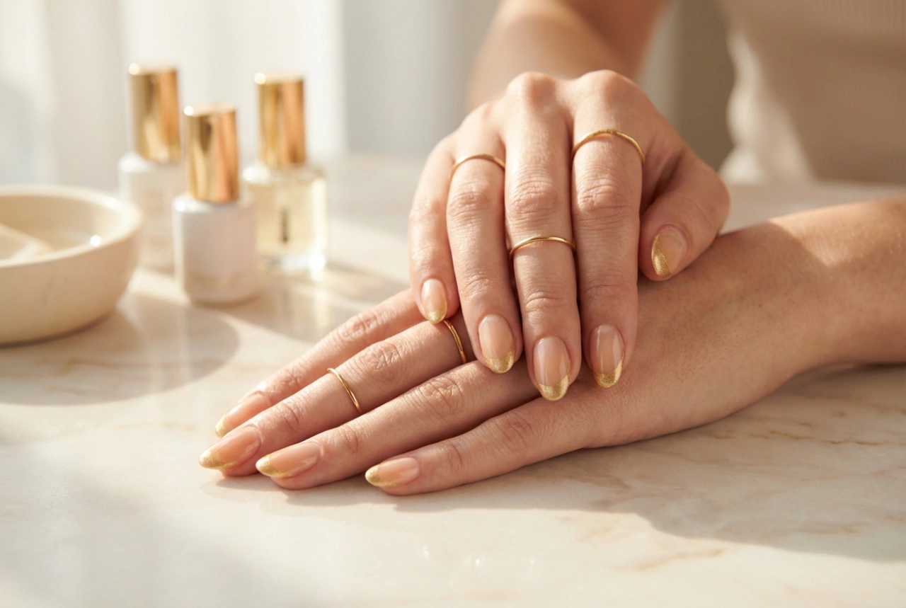 Gylden fransk manicure trin for trin: perfekt linje og glans