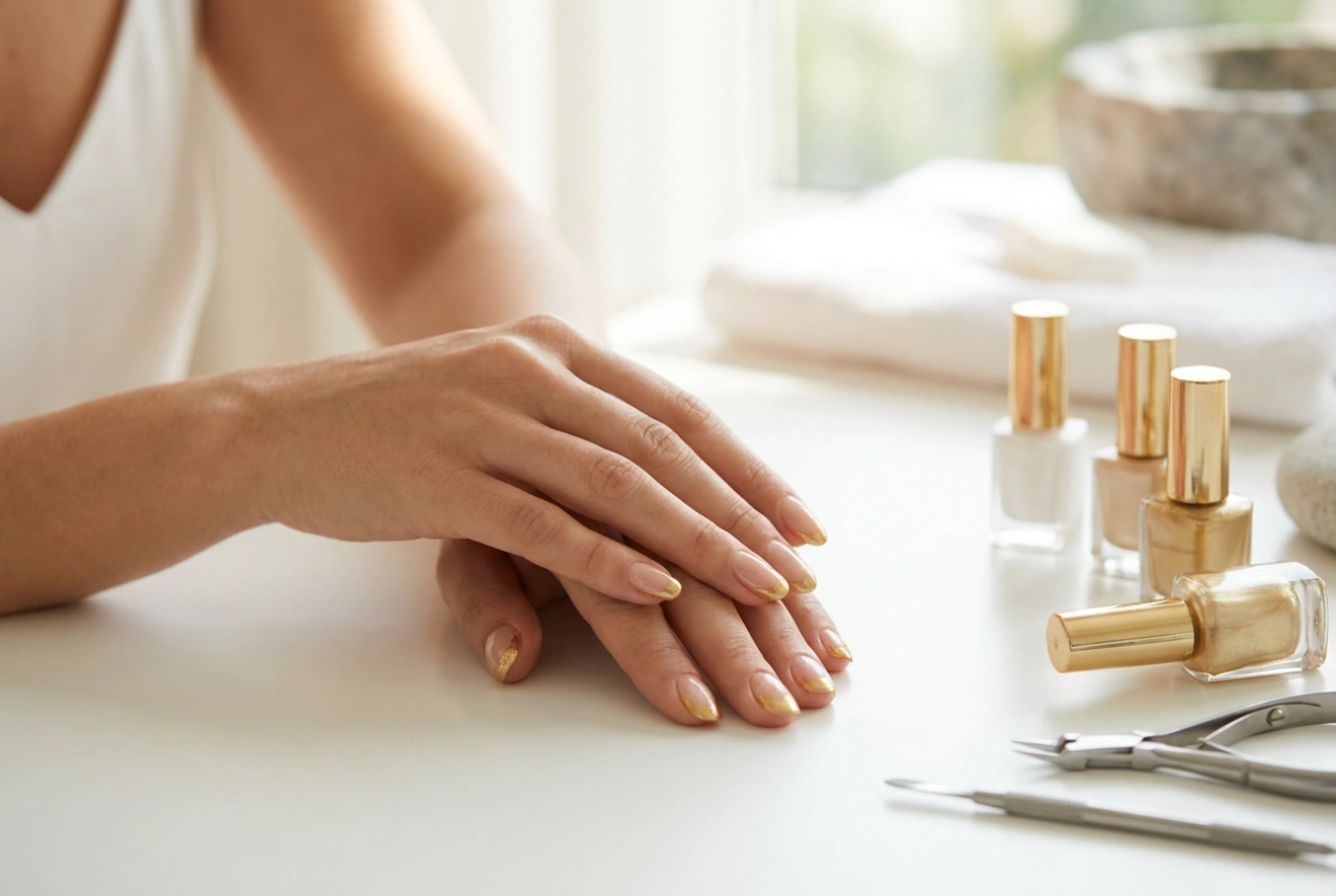 Guld french manicure: teknikker, værktøjer og finish