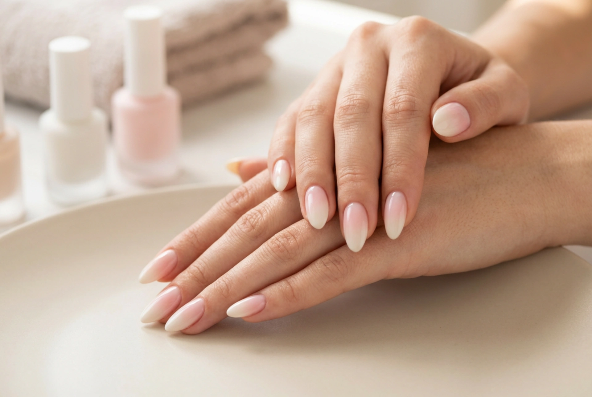 Sådan laver du hvid-lyserøde negle: ombre, fransk manicure og babyboomer