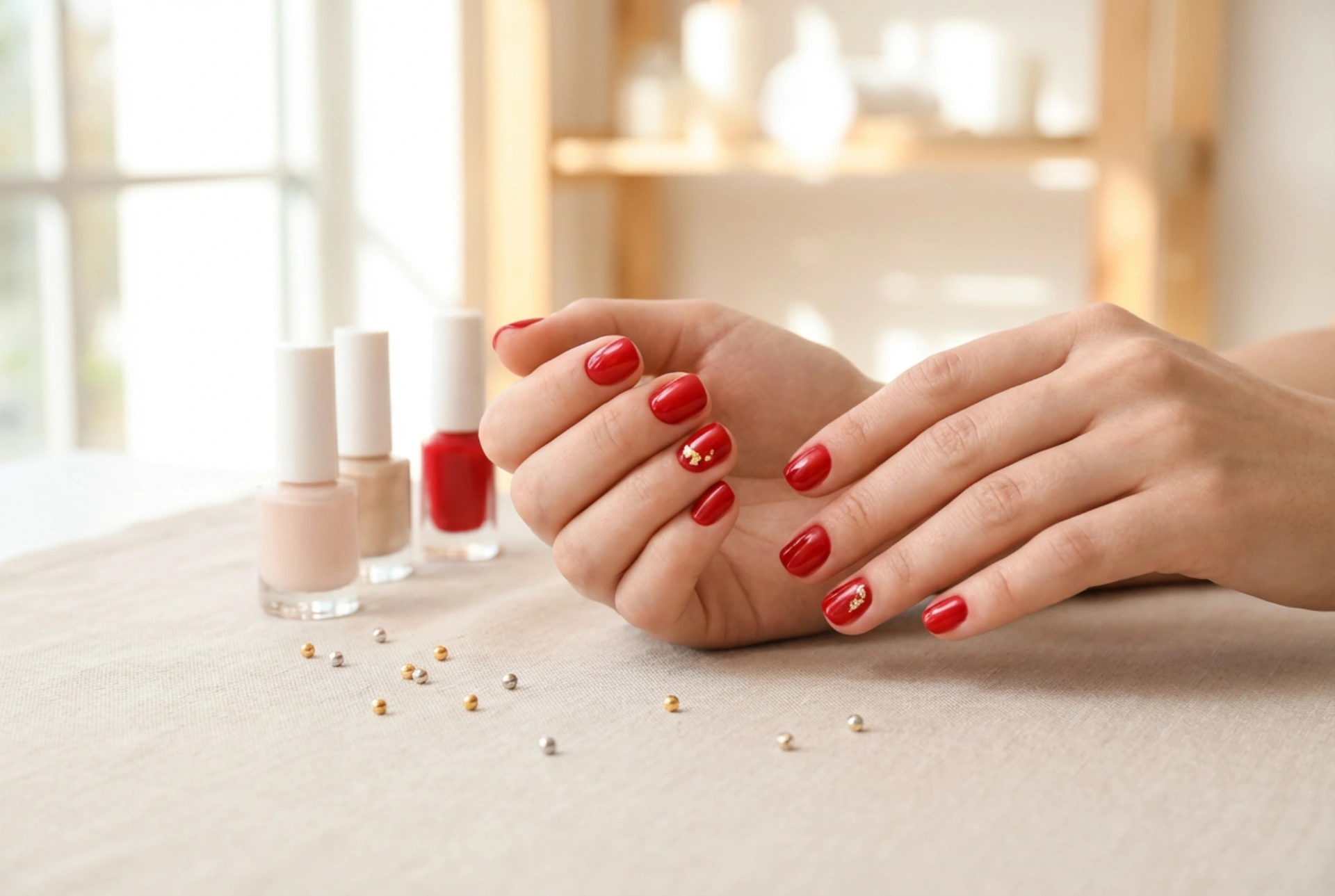Røde negle med pynt: Hvilke accenter skal man vælge, og hvordan påfører man dem?