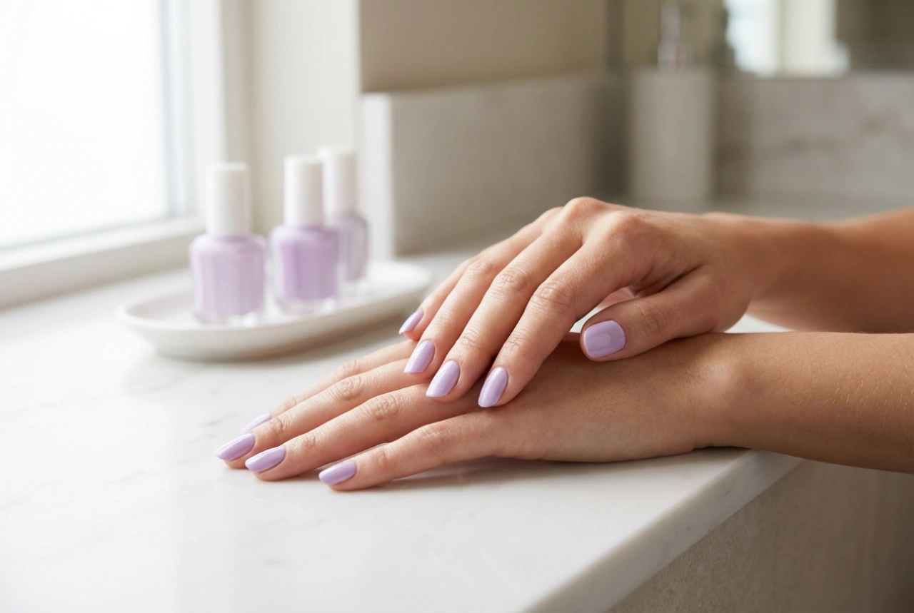 Pastel lilla negle: en delikat manicure trin-for-trin, uden striber