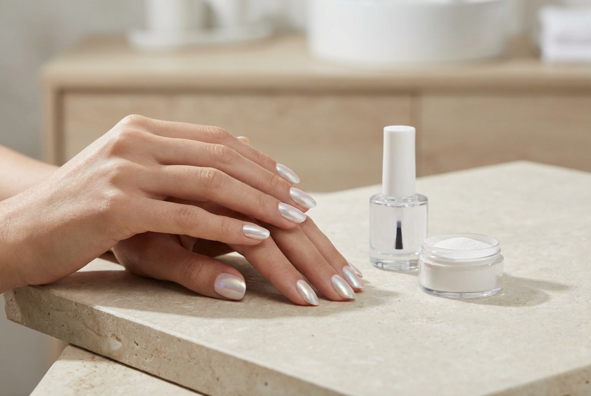Perlemorsnegle med gel polish: Sorter af perleeffekt, pudder og holdbar top coat