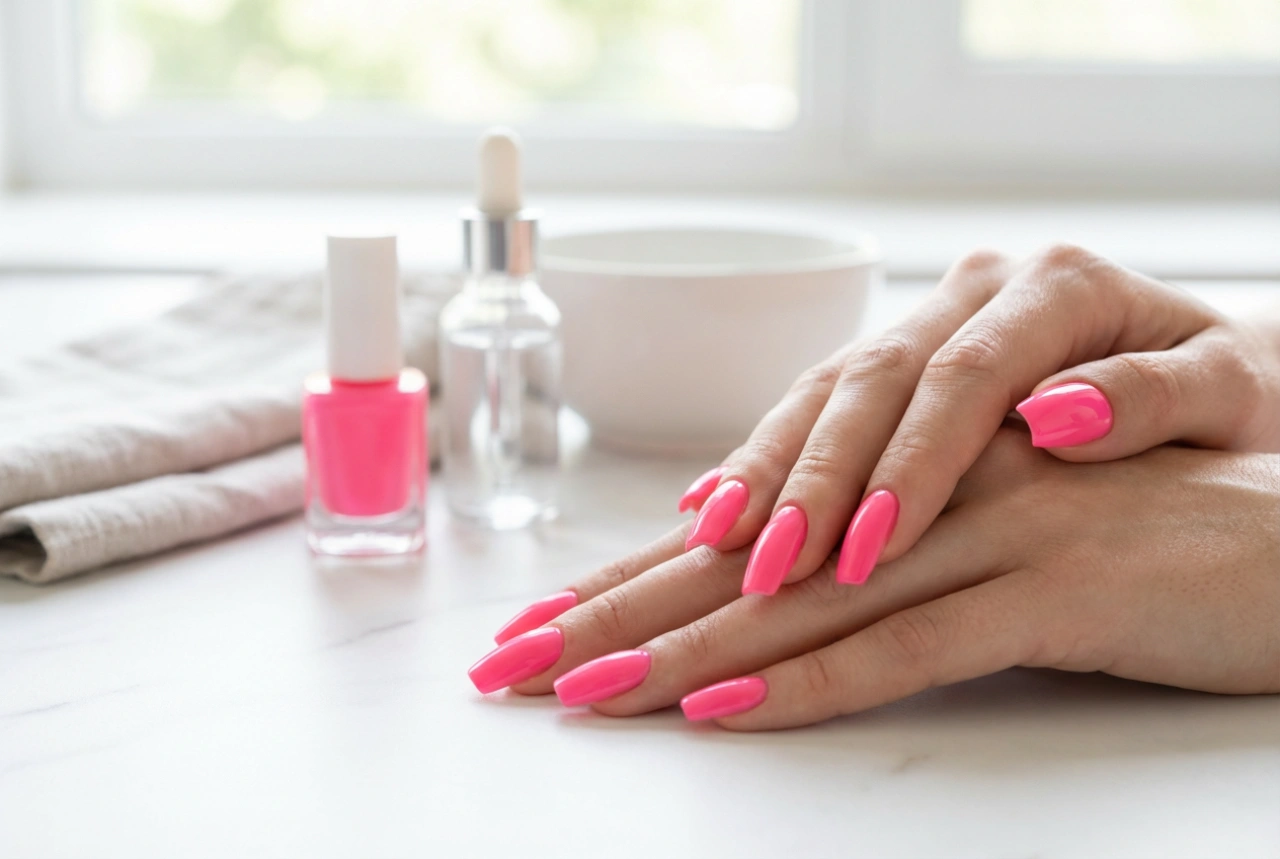 Neonpinke negle: Forberedelse, påføring og holdbarhed