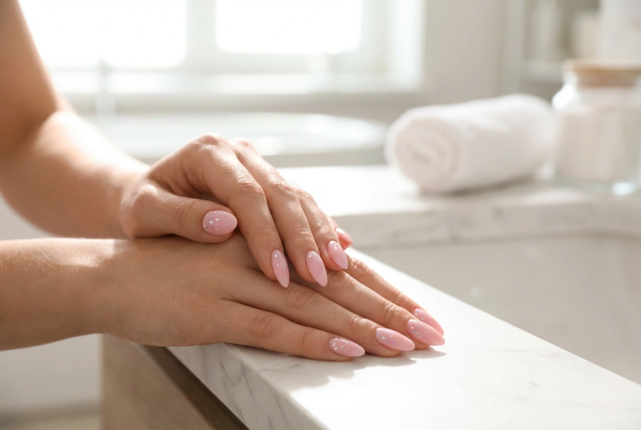 Lyserøde negle med glitter: Sådan tilføjer du glans uden at overdrive