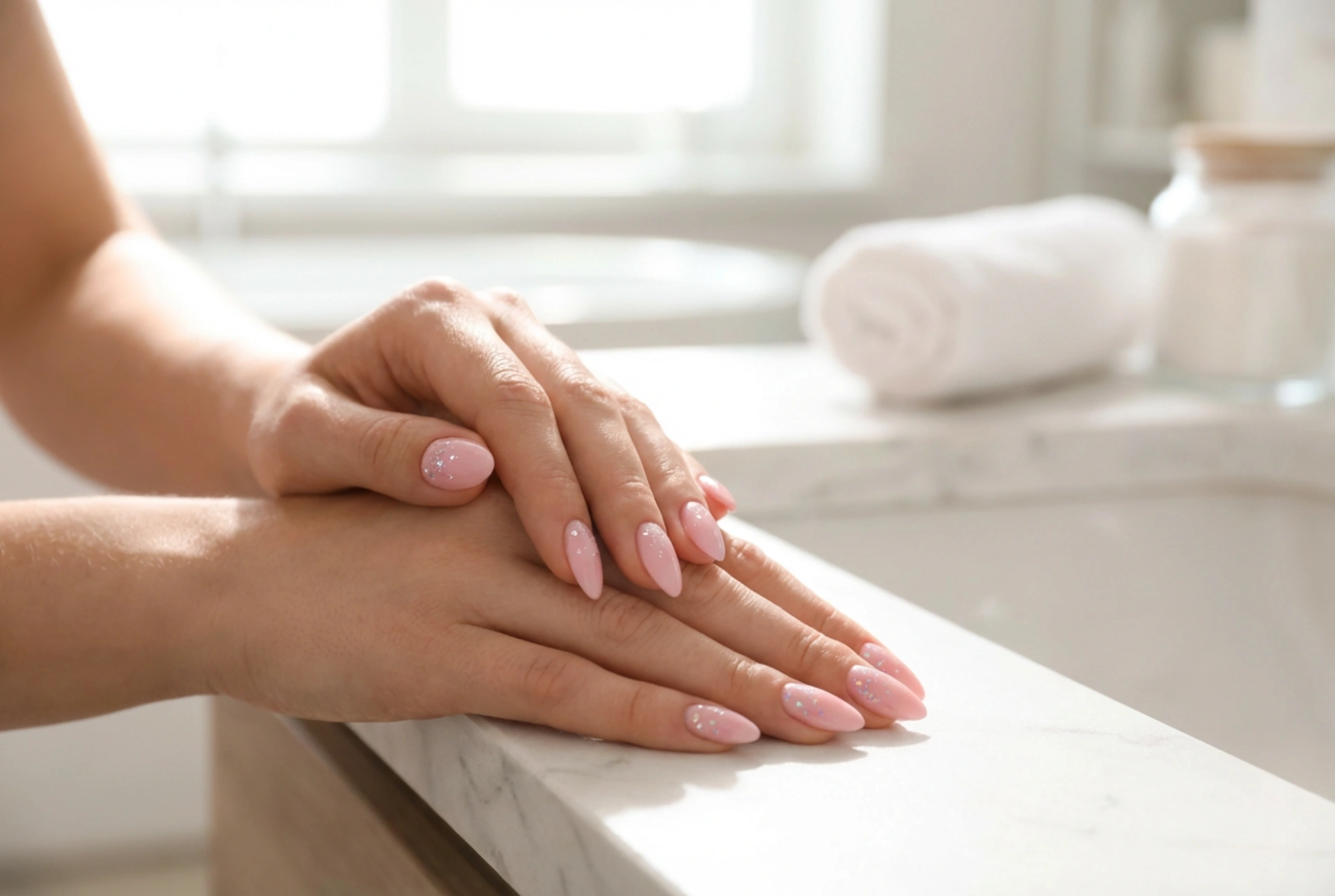 Lyserøde negle med glitter: Sådan tilføjer du glans uden at overdrive