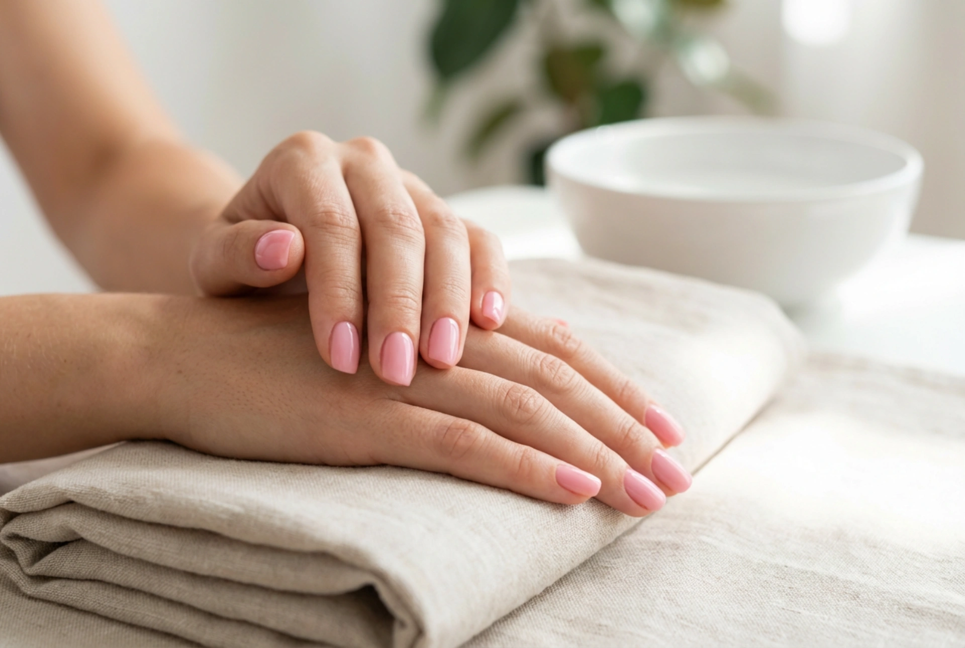 Hybrid manicure: Lyserøde hybridnegle trin-for-trin