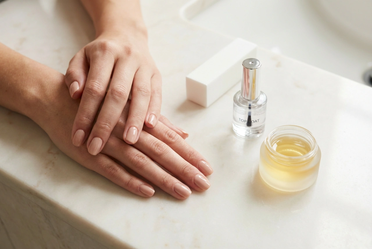 Skinnende negle som fra salonen: buffer, topcoat og pleje