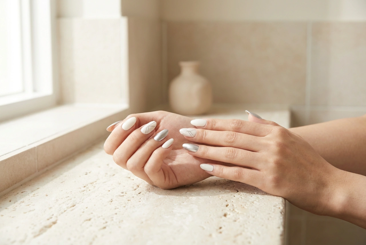 Hvide og sølv negle: Elegante kombinationer og enkle mønstre