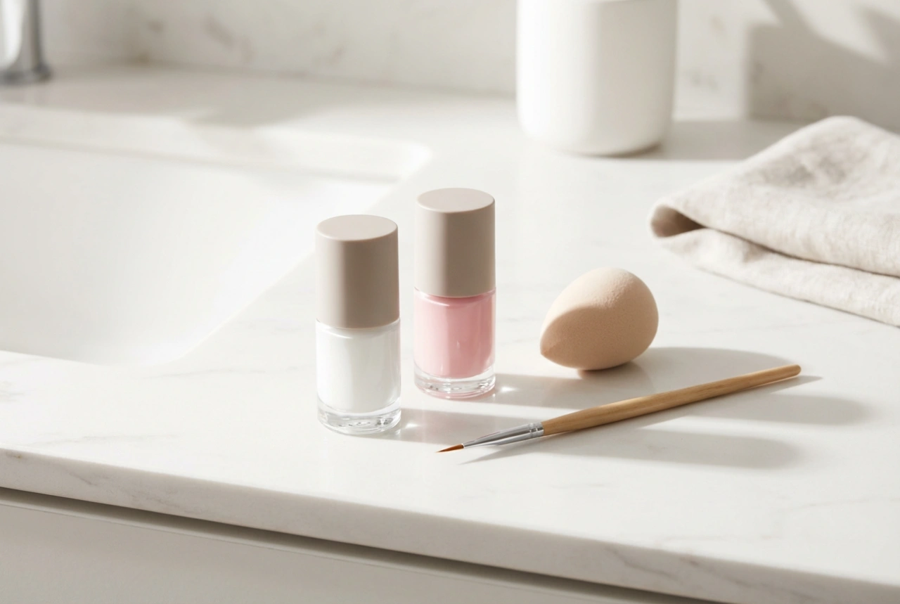Hvid og pink ombre negle trin for trin: svamp og pensel