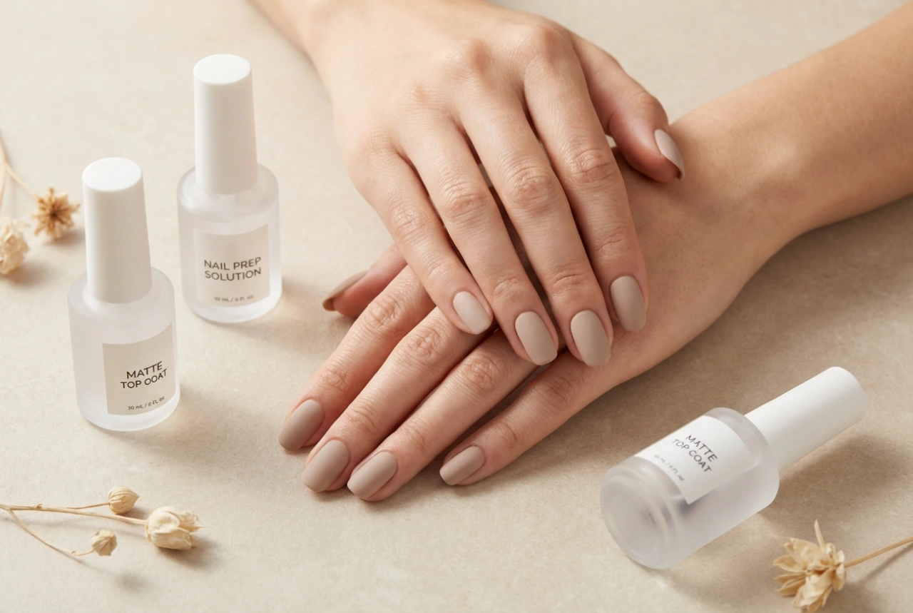 Mat finish: Matte negle uden striber, affedtning og topcoat