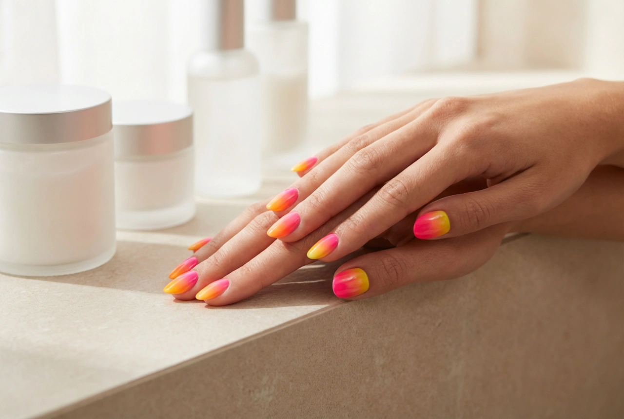 Trin for trin: Neon ombre-negle med en saftig svampeteknik