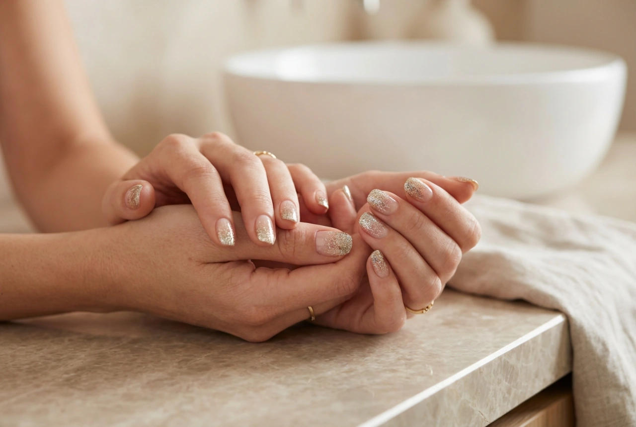 Glimmereffekt: Ombre-negle med glitter, proportioner og holdbarhed
