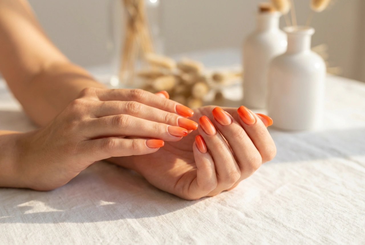Orange ombre negle: en saftig overgang til sommeren