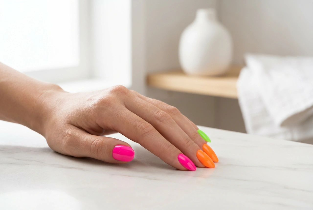 Neon hybrid neglelak: intens dækning og farvebeskyttelse