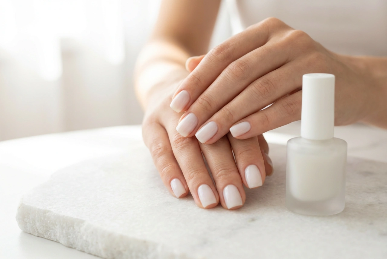 Mælkehvid neglelak: milky manicure trin-for-trin uden striber