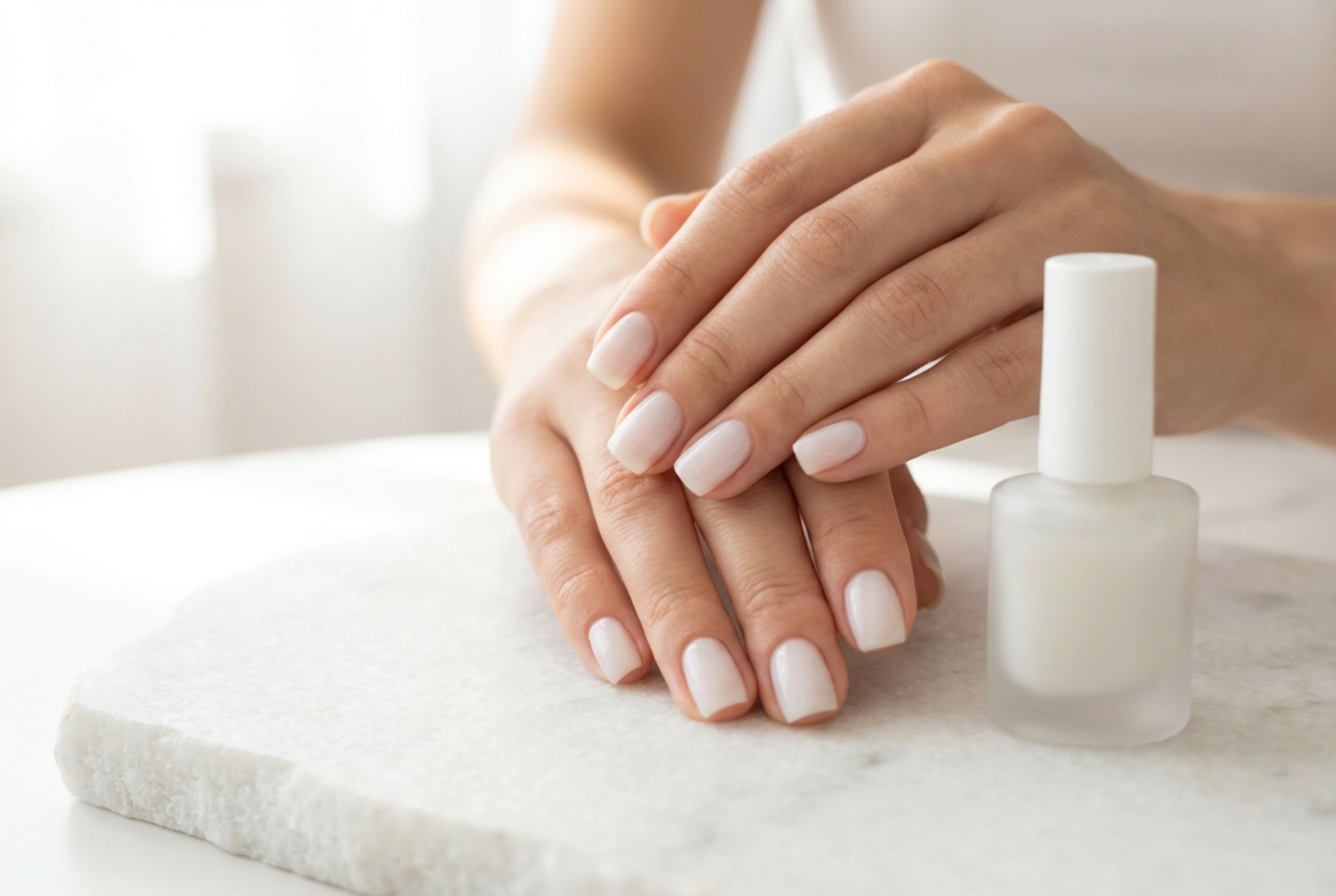 Mælkehvid neglelak: milky manicure trin-for-trin uden striber