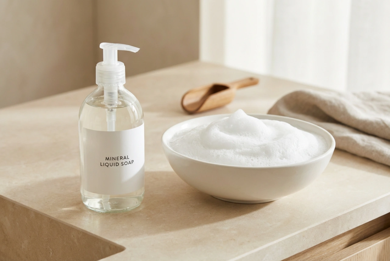 Mineralholdig flydende sæbe: Skånsom rensning trin for trin