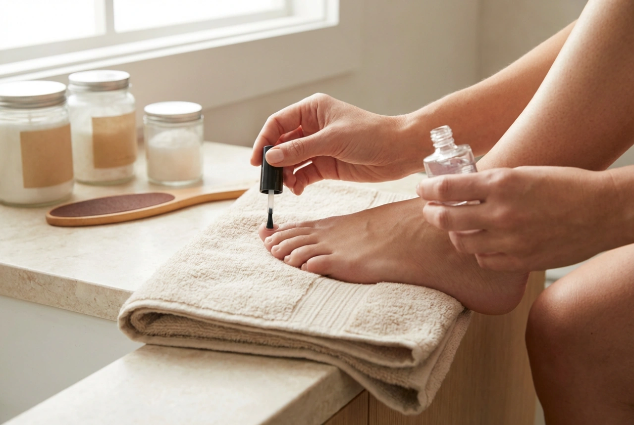 Hybrid pedicure derhjemme: forberedelse af fødder, påføring og hærdning