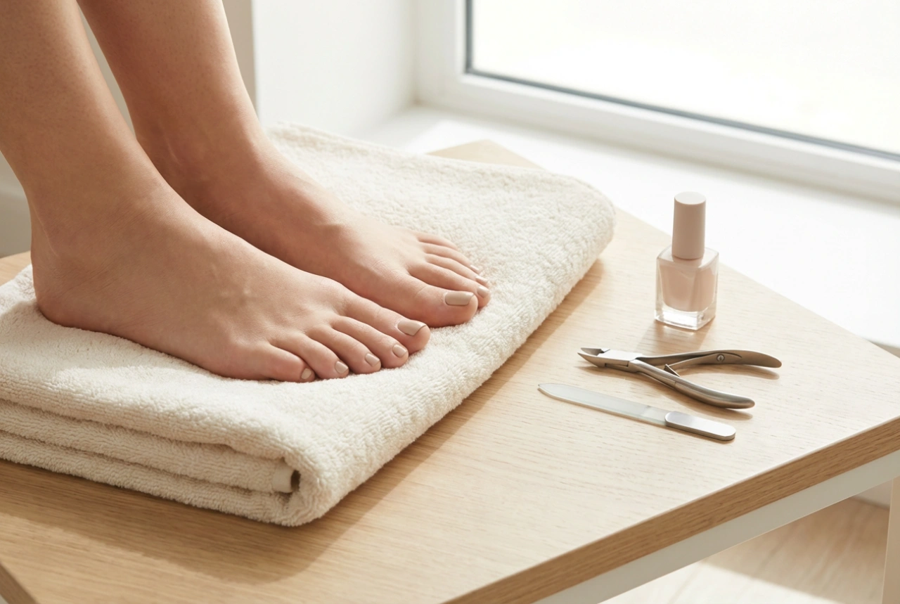 Klassisk pedicure: Komplet værktøjssæt, pleje af neglebånd og lakering