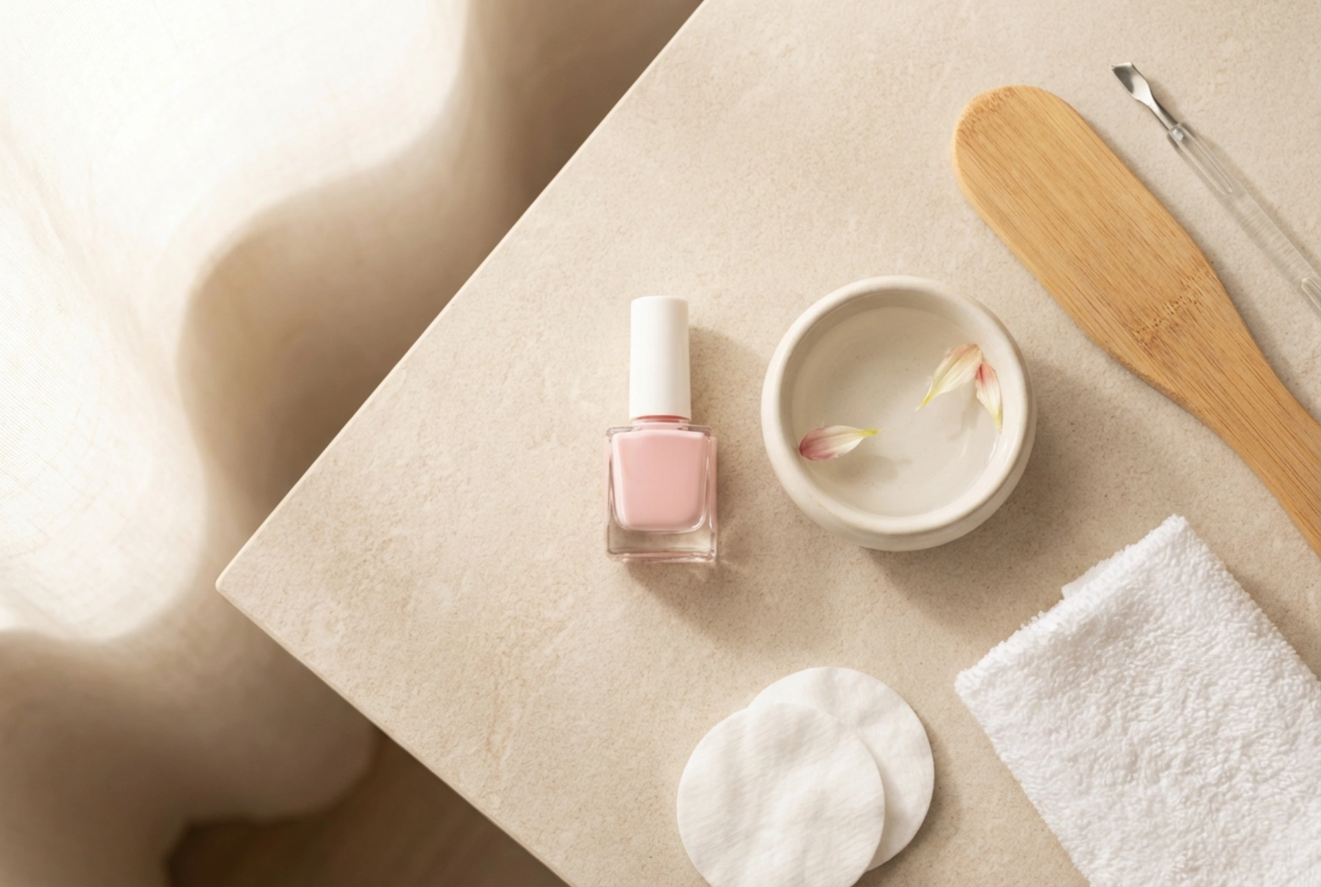Lyserød hybrid-pedicure derhjemme: fra forberedelse til topcoat