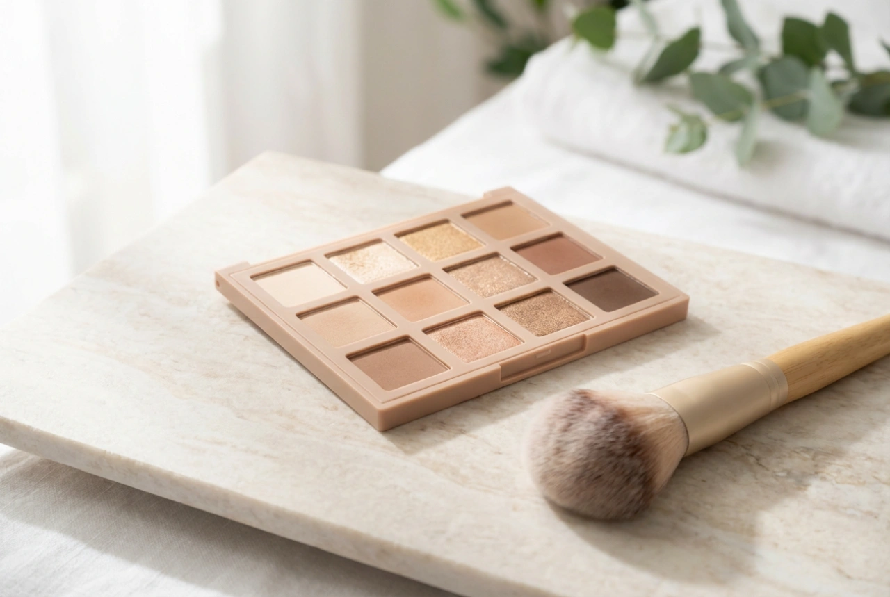 Nude øjenskyggepalette: neutrale makeup-looks trin for trin og valg af nuancer