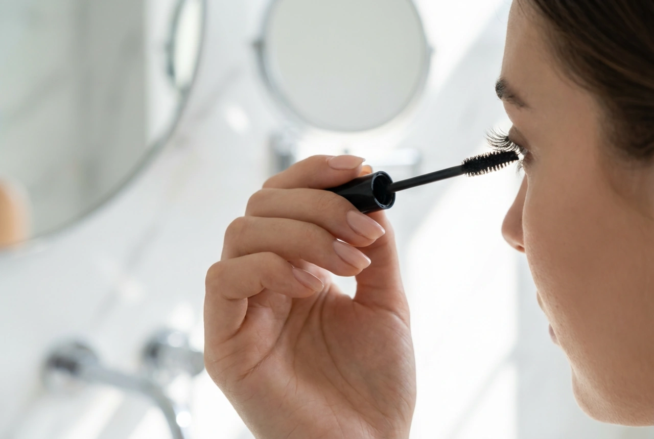 Sådan påfører du mascara med forlængende fibre uden at drysse eller klistre