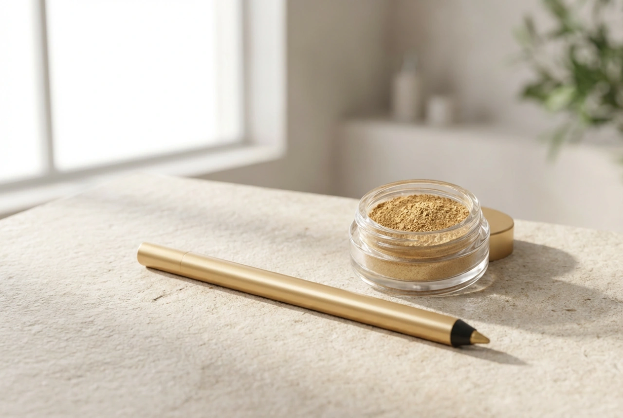 Guld eyeliner: accenter til hverdag og aften