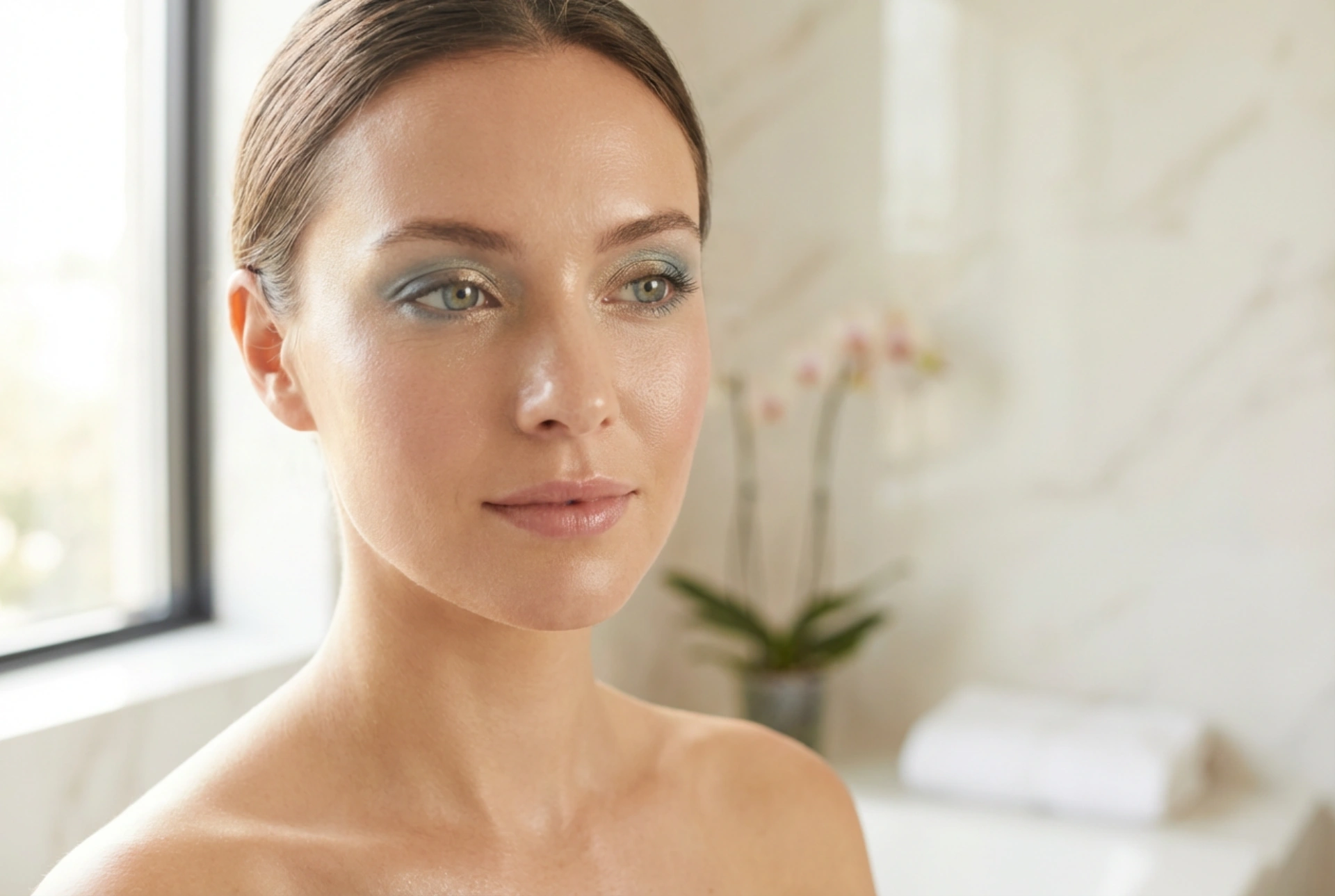 Mild øjenmakeup til blå øjne: lethed, lys og holdbarhed